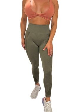 High-Waist Seamless Olive Leggings